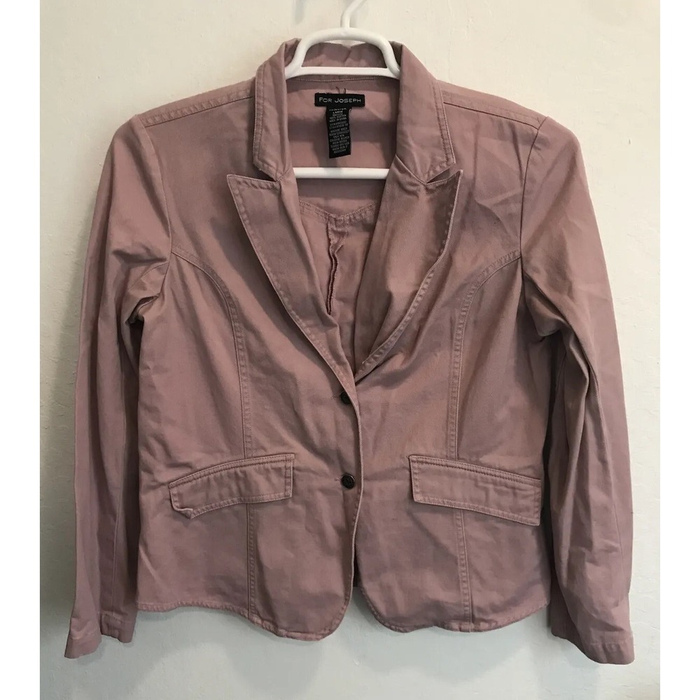 FOR JOSEPH Womens Jacket Dusty Rose Pink Denim Jean Sz L Button Long Sleeve